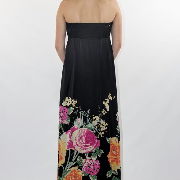 APART Floral Maxi Silk Dress Gown Bead Evening Formal Sz 6 Small - Picture 5 of 6